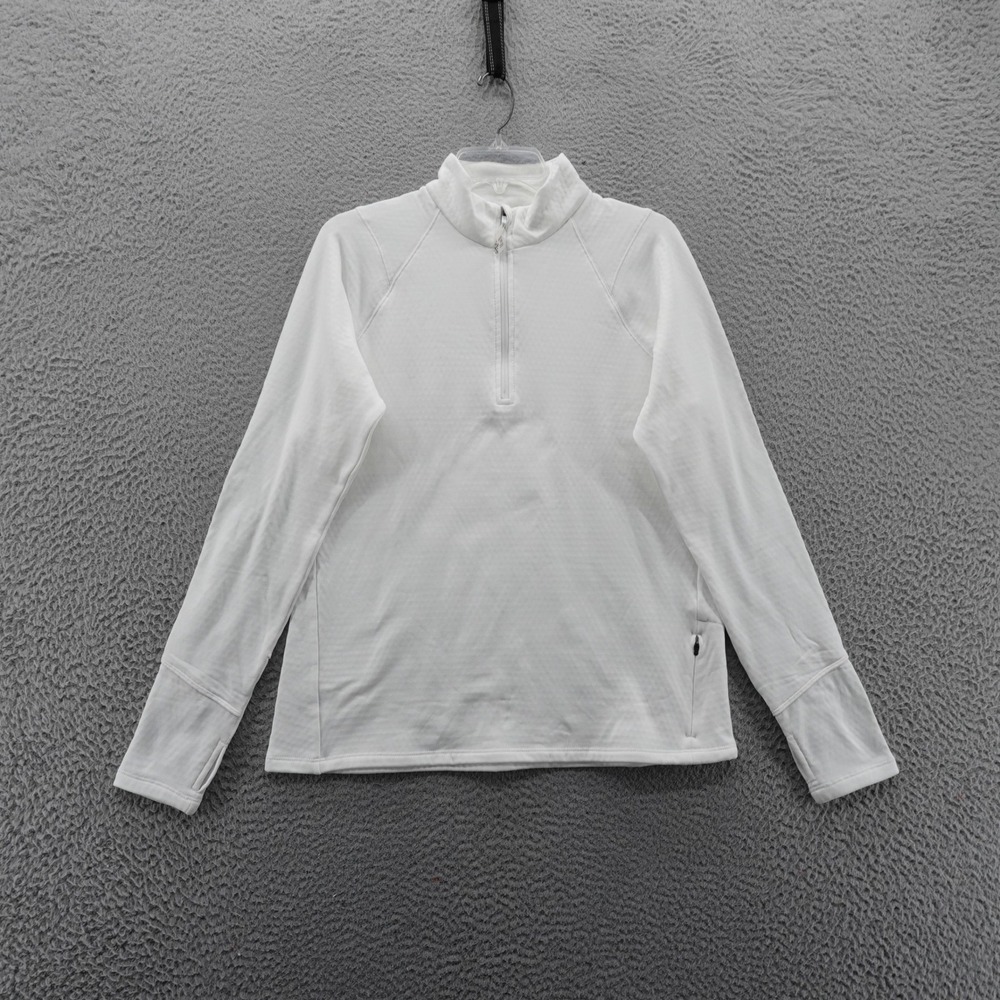 DSG Womens Run Grid Fleece Pullover White Size Large 1/4 Zip NEW